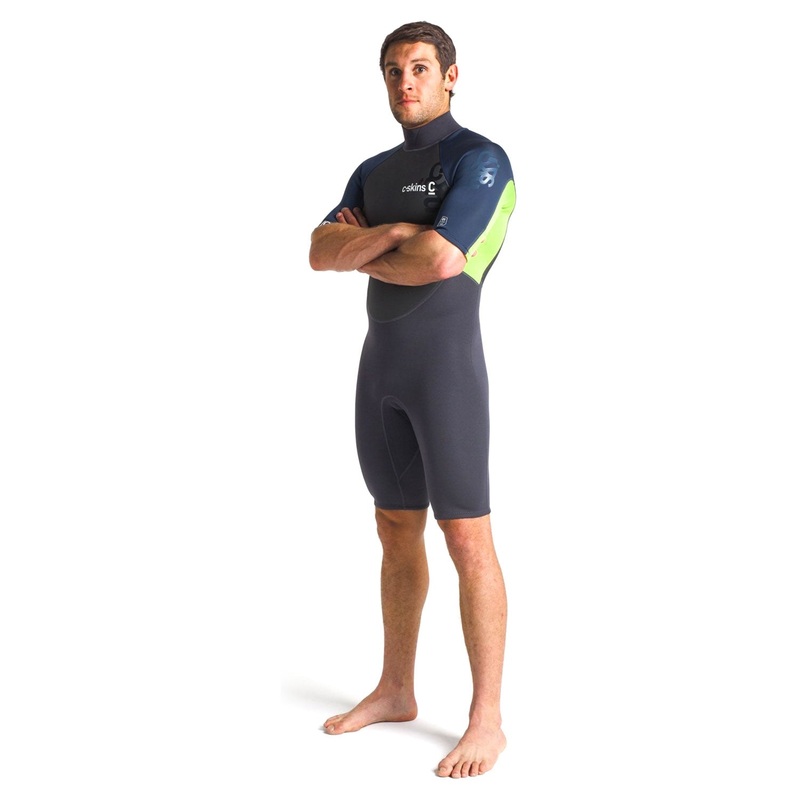 C-Skins Men’s Element 3/2mm Shorty Back Zip Wetsuit – Anthracite/Blue Stone/Lime