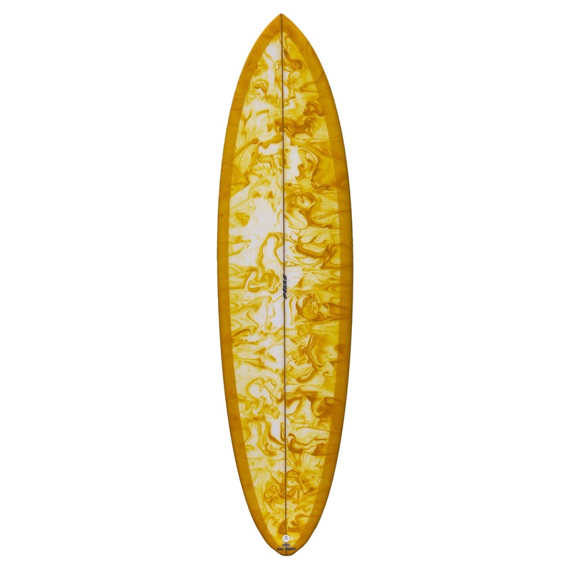 Pukas Lady Twin Surfboard – 7’0 – Orange Swirl