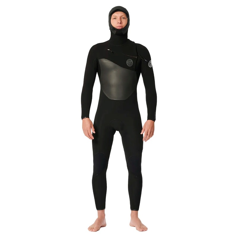 Rip Curl Flashbomb 4/3mm Mens Chest Zip Hooded Wetsuit – Black 24/25