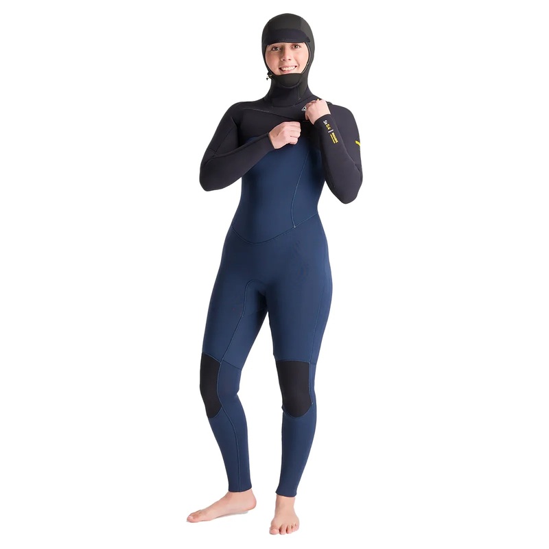 C-Skins NuWave Solace 5/4/3 Hooded Chest Zip Wetsuit – Bluestone/Back X/Saffron