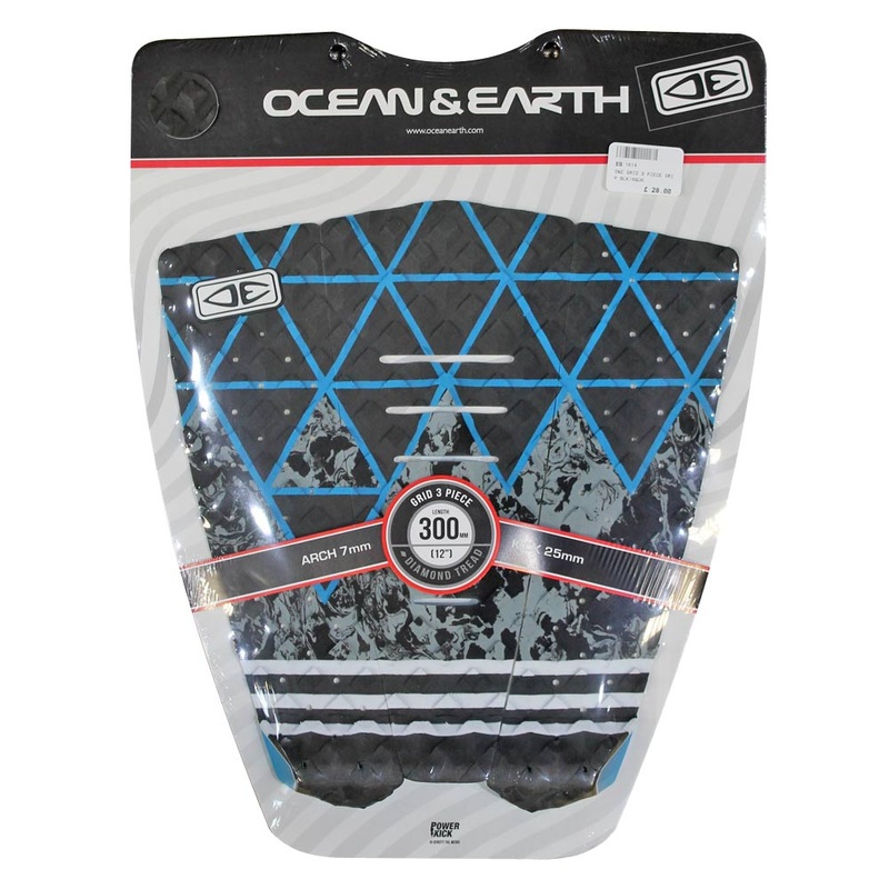 Ocean & Earth Grid 3 Piece Tail Pad – Black/Aqua