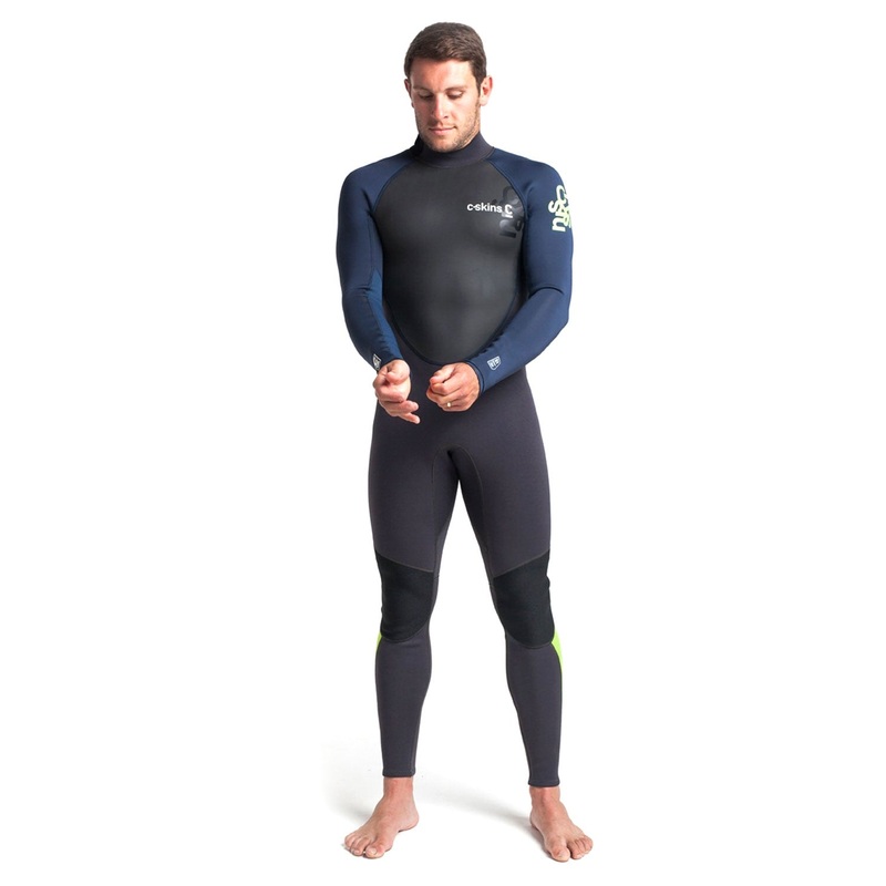C-Skins Men’s Element 3/2mm Back Zip Wetsuit – Anthracite/Blue Stone/Lime