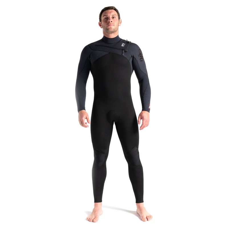 C-Skins Rewired 3/2mm Chest Zip Wetsuit – Black/Black/Diamond/Warm Red