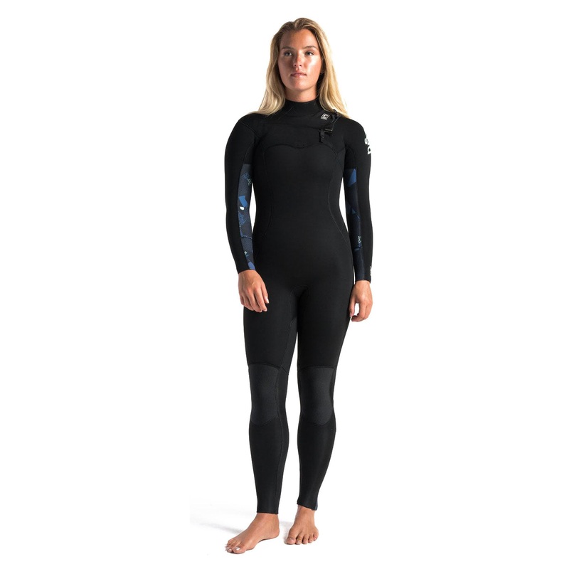 C-Skins Women’s Solace 4/3mm Chest Zip Wetsuit – Raven/Unity/Green Ash