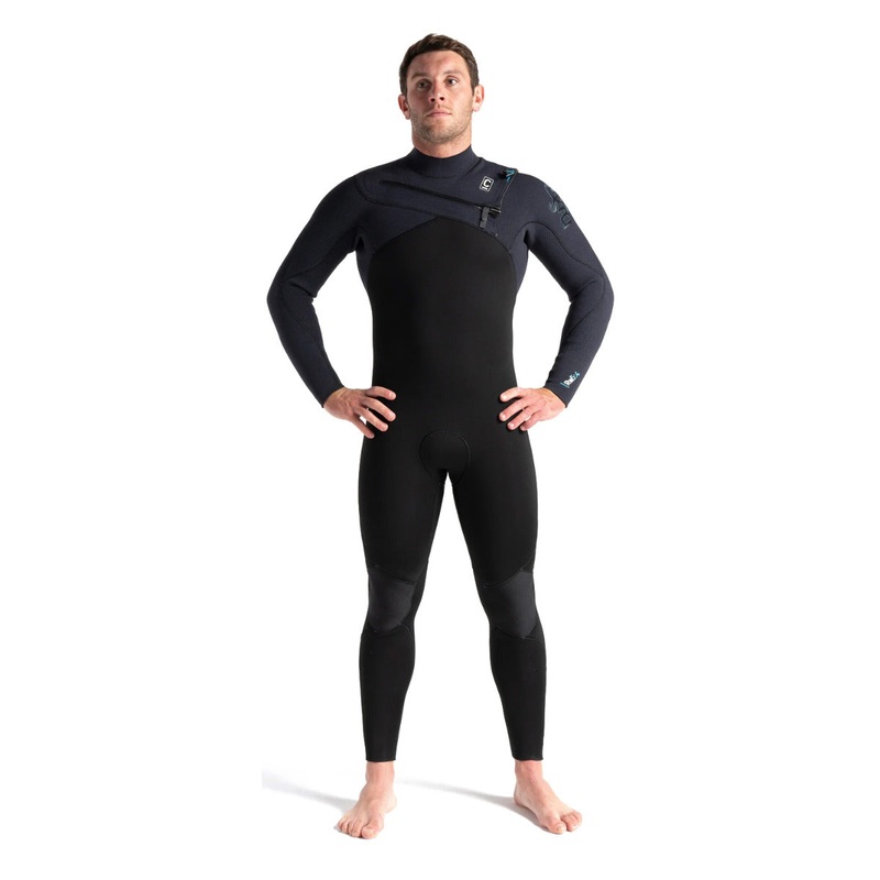 C-Skins Rewired 5/4mm Chest Zip Wetsuit – Black/Black/Ultra Cyan