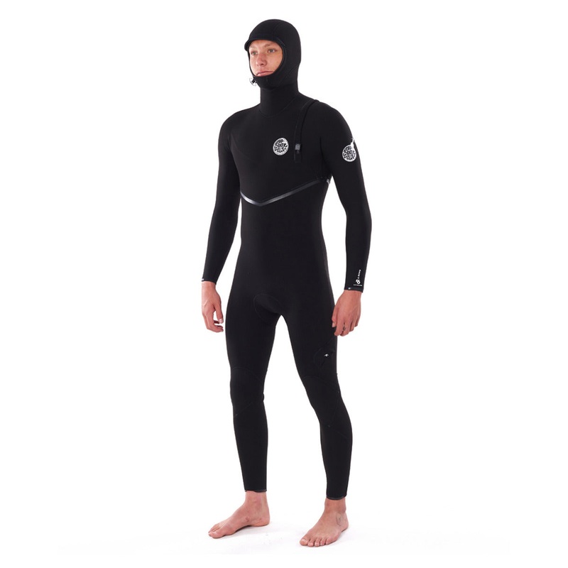 Rip Curl E Bomb 4/3mm Zip Free Hooded Wetsuit – Black