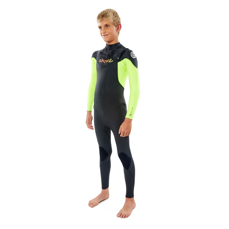 Rip Curl Junior Dawn Patrol Chest Zip 4/3mm Wetsuit – Fluro Lemon