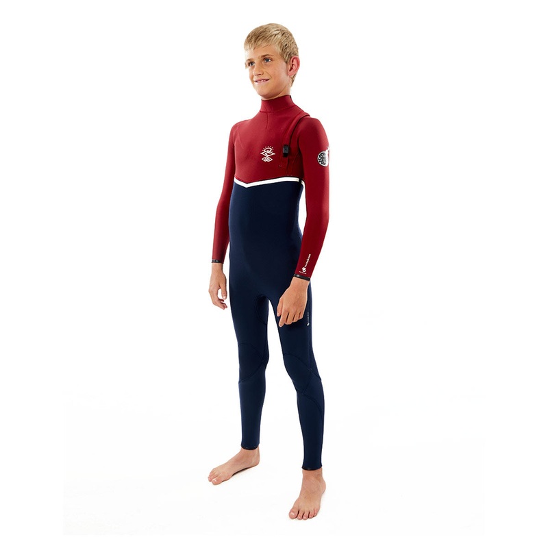 Rip Curl Junior Flash Bomb 4/3mm Zip Free Wetsuit – Navy/Red