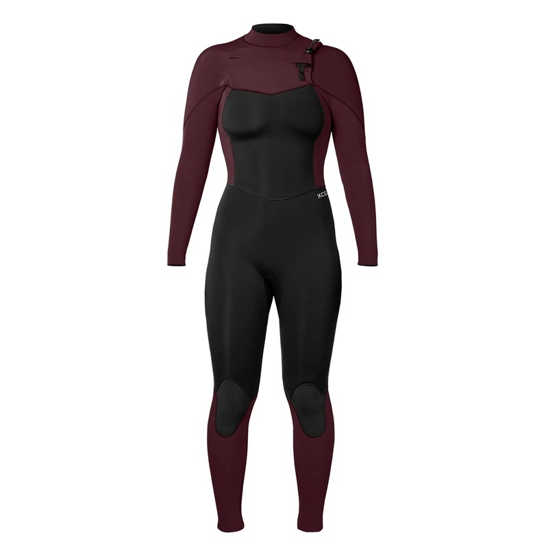 Xcel Women’s Comp 4/3mm Chest Zip Wetsuit – Black/Wine – 2025
