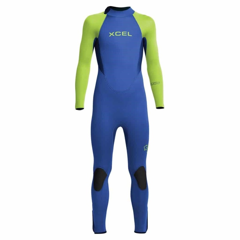 Xcel Kids Axis 4/3mm Back Zip Wetsuit – Faint Blue/Lime