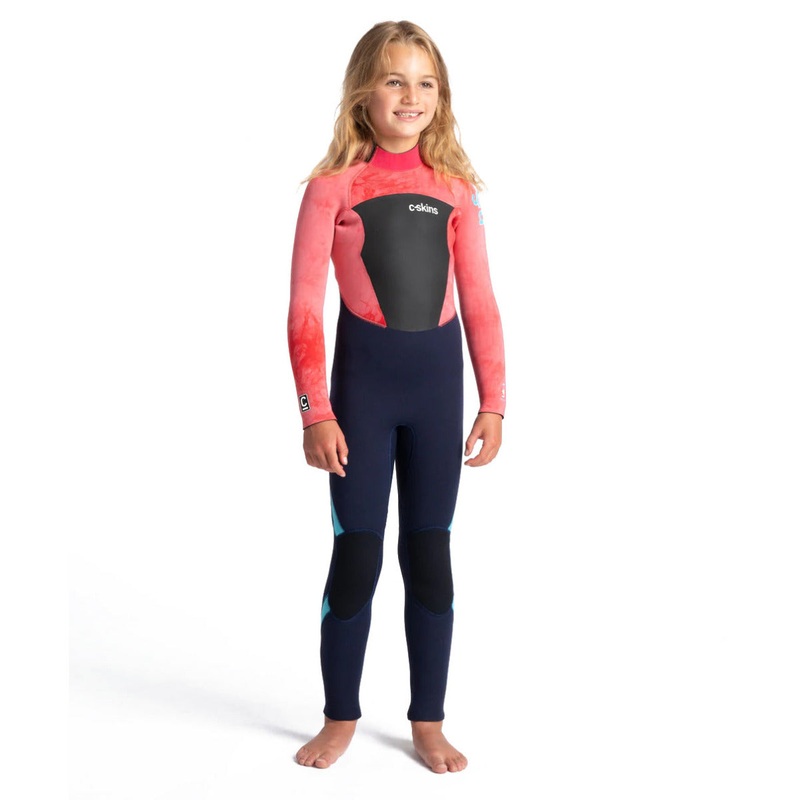 C-Skins Junior Legend 4/3mm Back Zip Wetsuit – Slate/Coral/Tie Dye