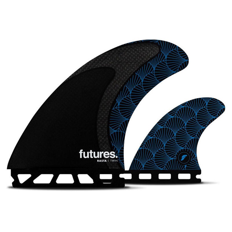 Futures Fins Rasta Twin with Trailer Honeycomb Fin Set – Black/Blue