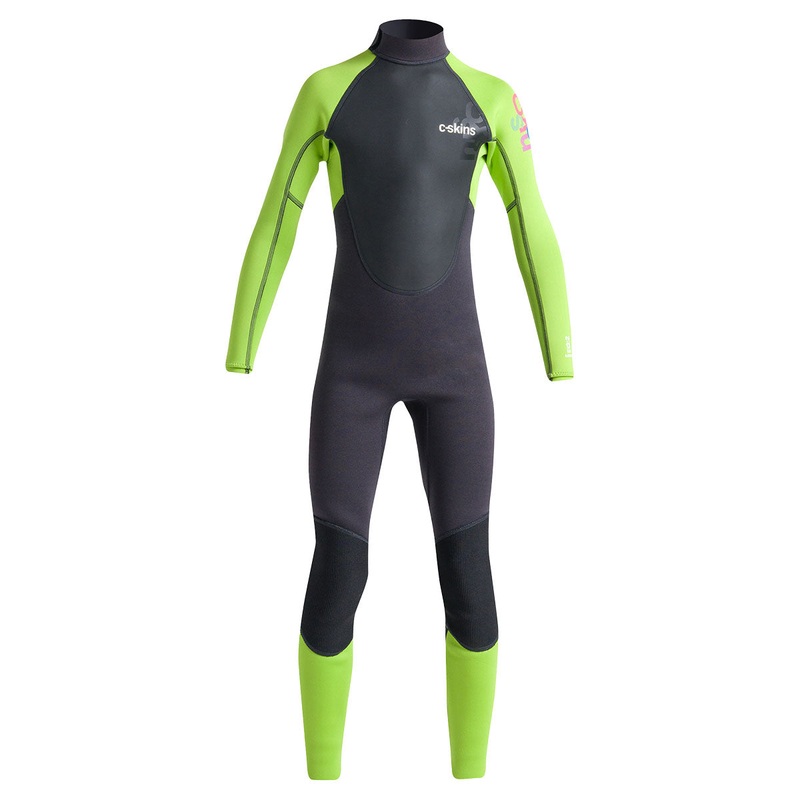 C-Skins Junior Element 3/2mm Back Zip Wetsuit – Anthracite/Lime/Multi