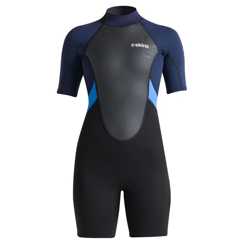 C-Skins Women’s Element 3/2mm Shorty Back Zip Wetsuit – Black/Slate/Azure
