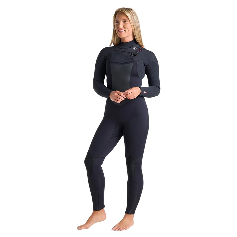 C-Skins Women’s Rewired 5/4mm Chest Zip Wetsuit – Raven Black/Shade/Crimson