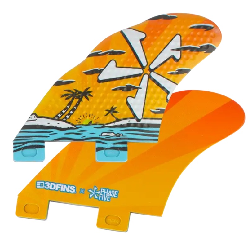 3D SPEED BASE TWIN FIN SET- SUNSET