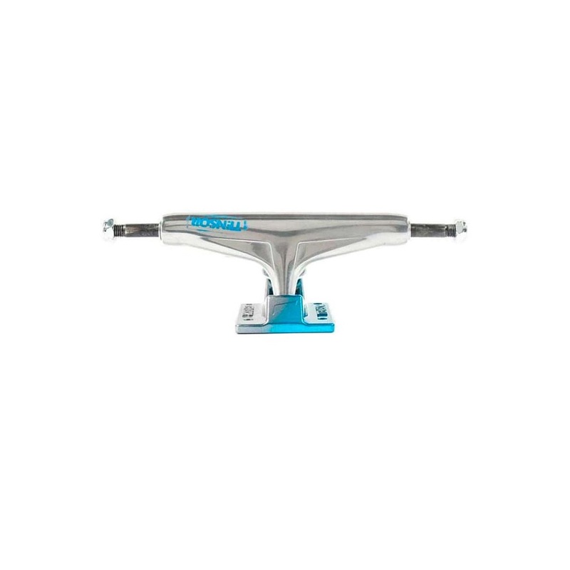 Tensor Alum Stencil Mirror Raw/Light Blue Fade Skateboard Trucks – 5.5″