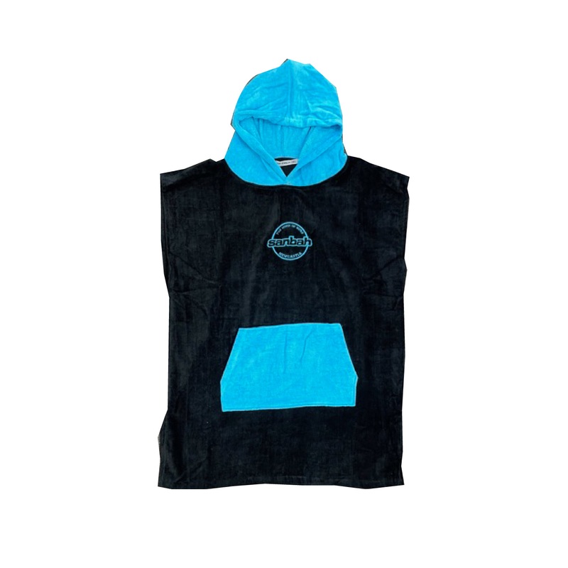 Sanbah Youth Hooded Poncho Towel – Black/Blue