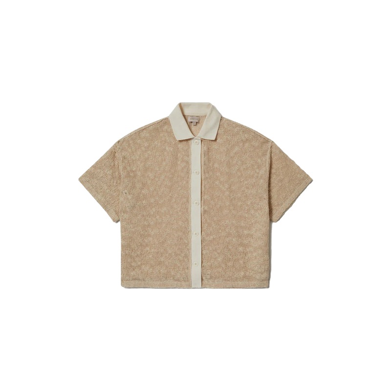 Brixton Womens Camp Mesh Button Down Polo Knit