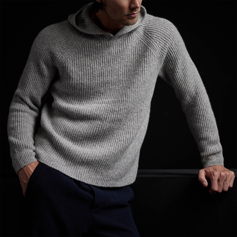 Cashmere Rib Hoodie – Heather Grey