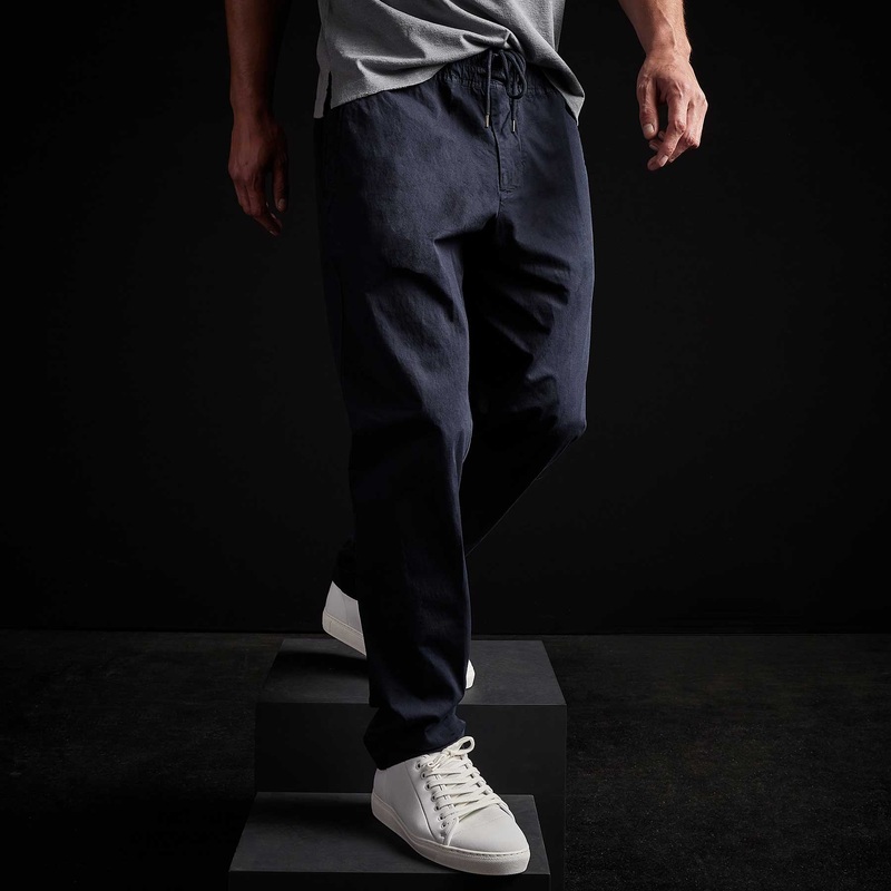 Cotton Linen Cuffed Trouser – Blue Oil