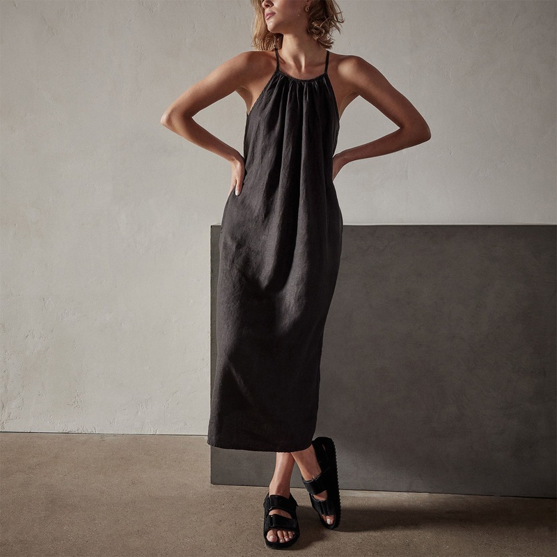 Linen Sun Dress – Black