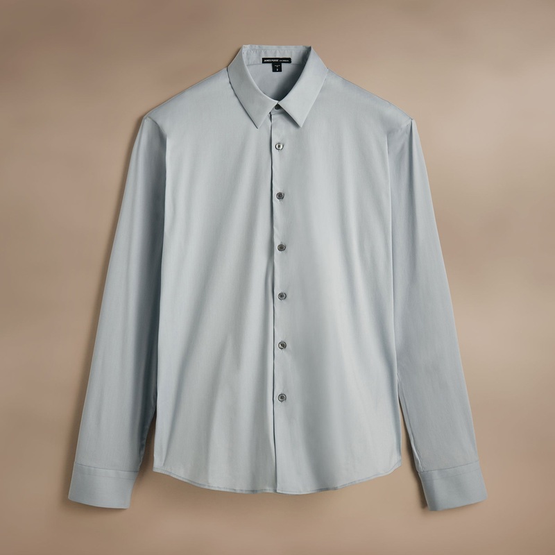 Matte Stretch Poplin Dress Shirt – Grey Glacier