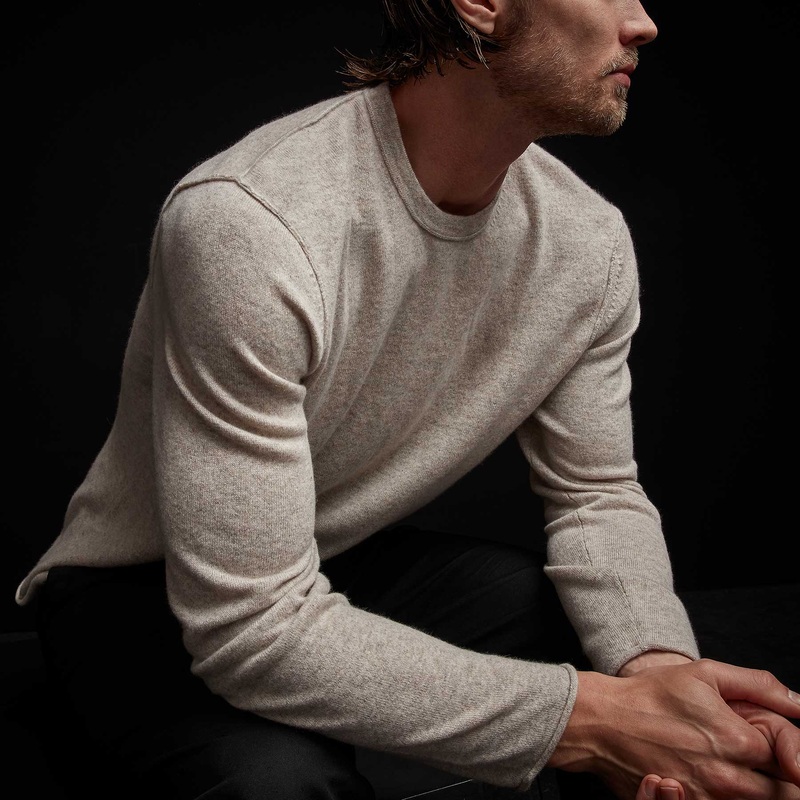 Recycled Cashmere Crew Neck Sweater – Stone