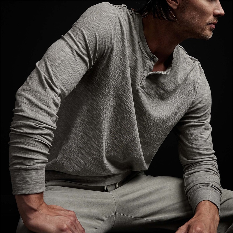 Reverse Slub Jersey Henley – Concrete Pigment