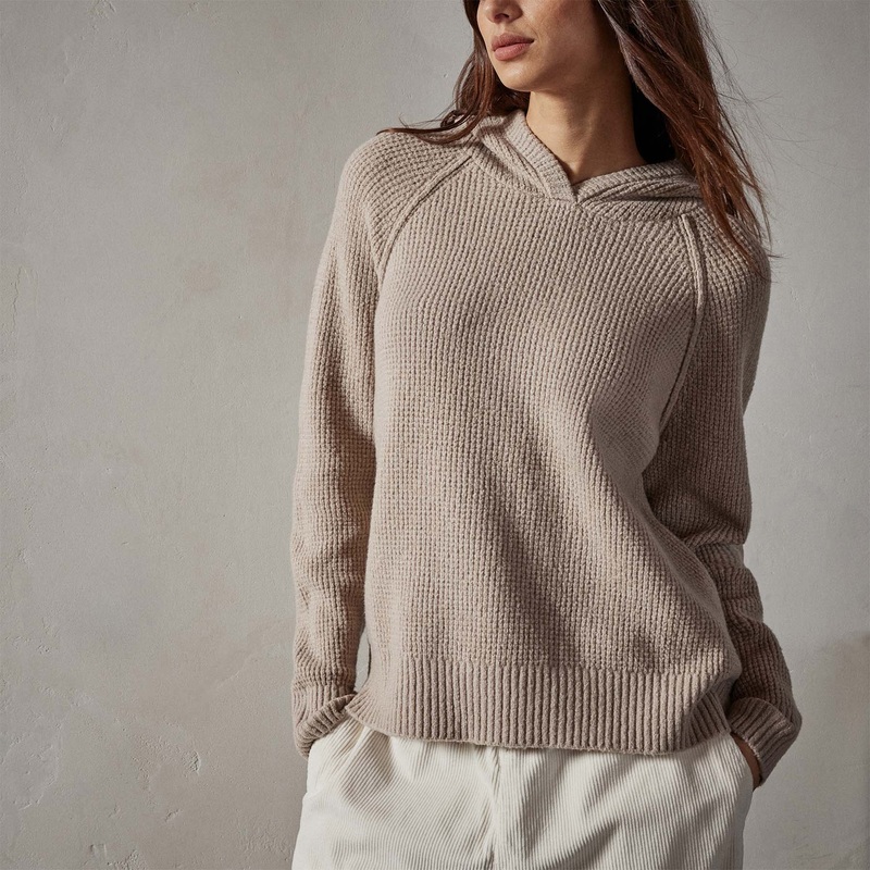 Thermal Knit Hooded Sweater – Nude