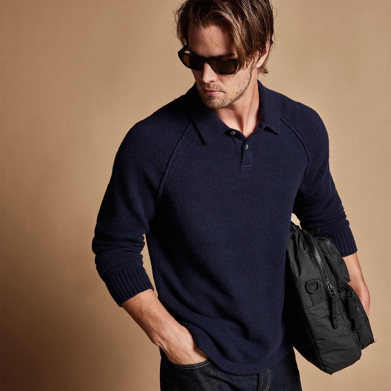 Bayshore Cashmere Blend Polo – Navy