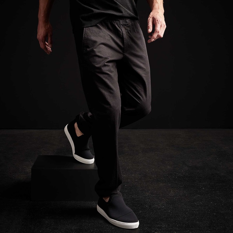 Cotton Linen Cuffed Trouser – Black
