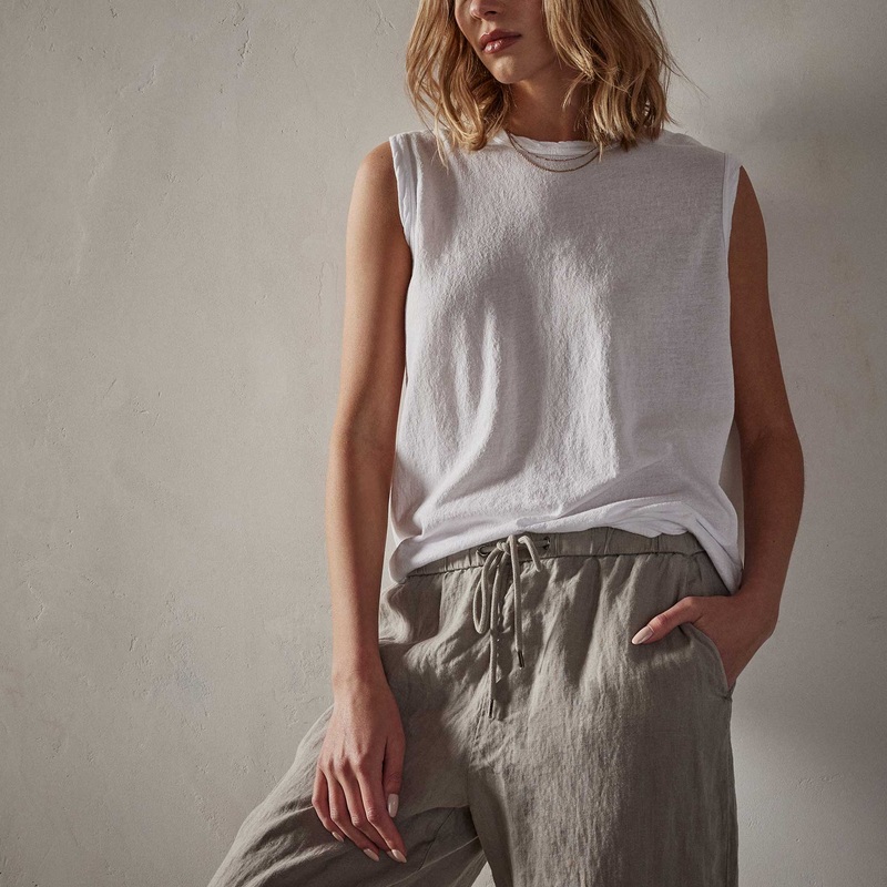 Crepe Jersey Muscle Crew – White