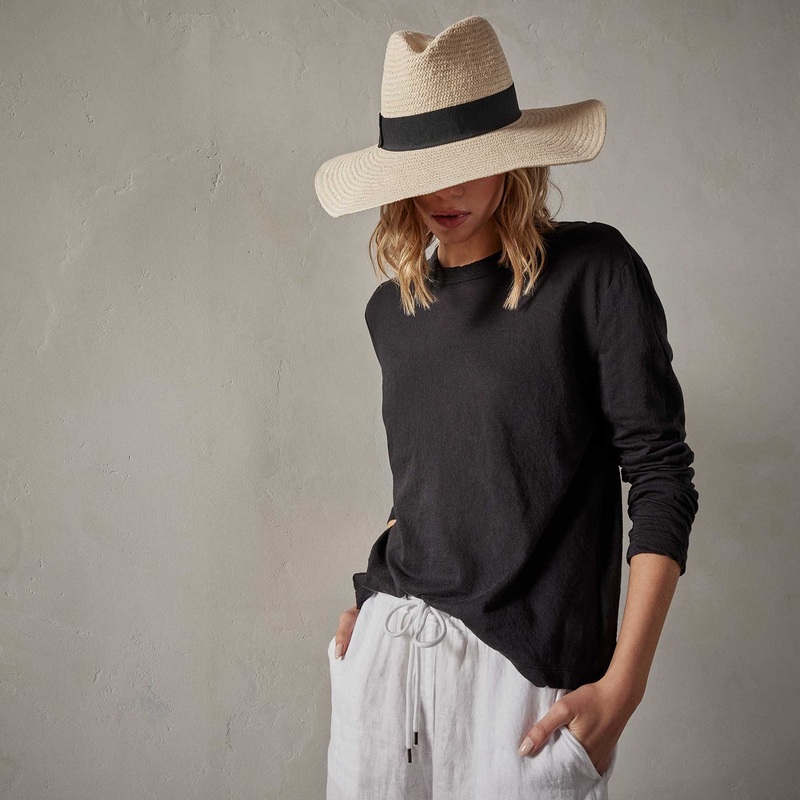 Crepe Jersey Oversized Long Sleeve Crew – Black