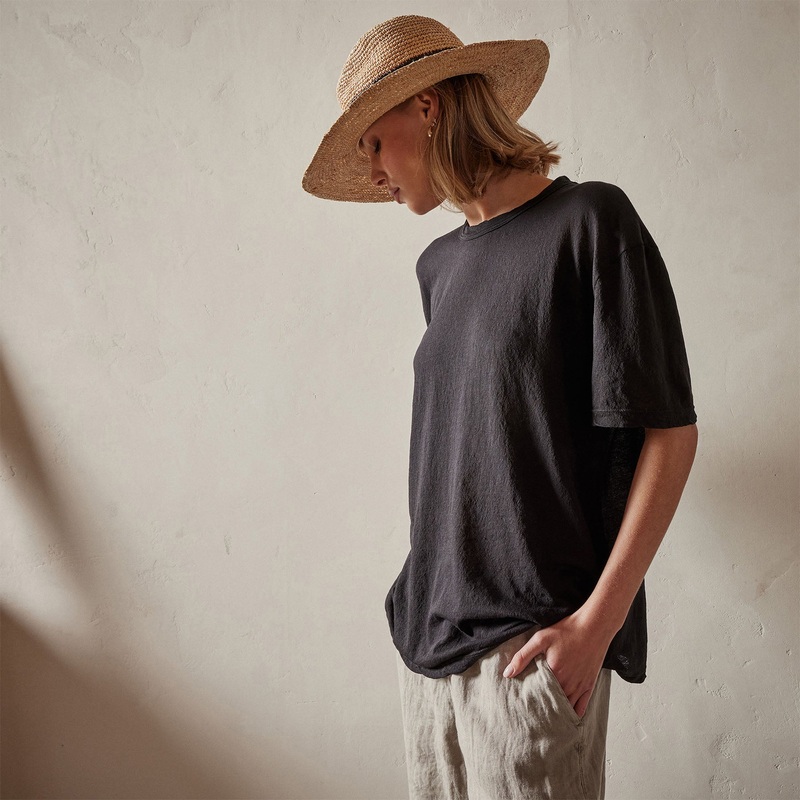 Crepe Jersey Oversized Short Sleeve Crew – Black