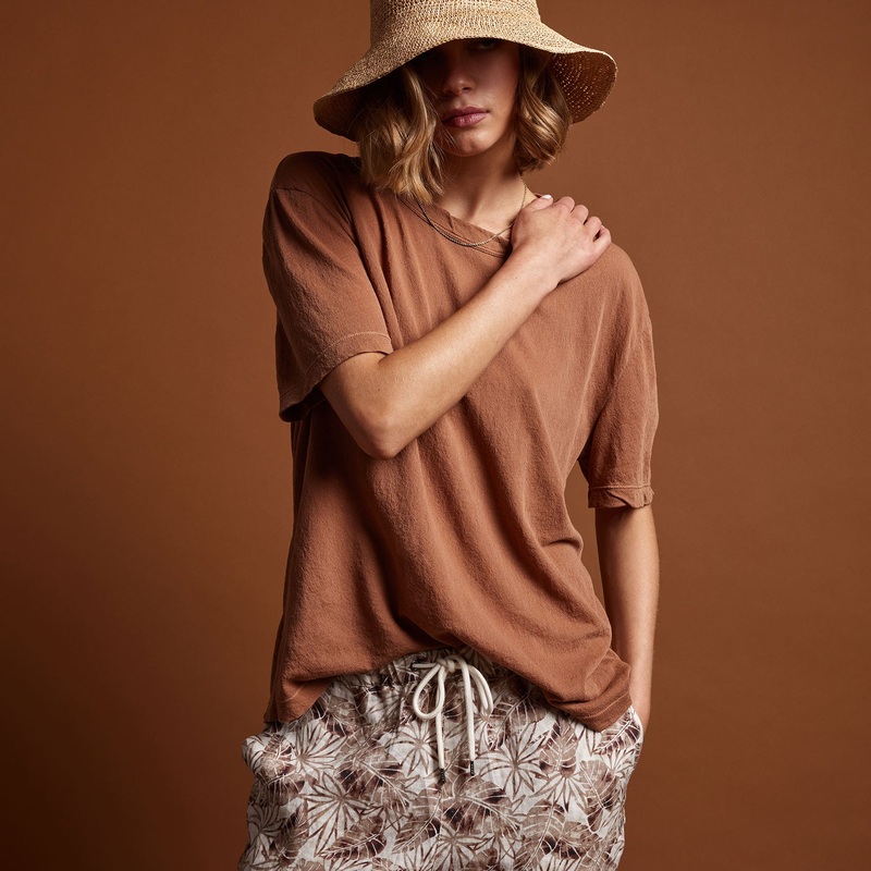 Crepe Jersey Oversized Short Sleeve Crew – Nutmeg