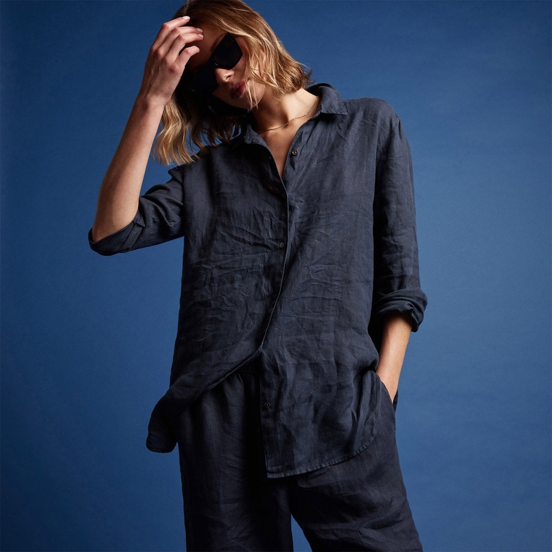 Lightweight Linen Shirt – Blue Oil