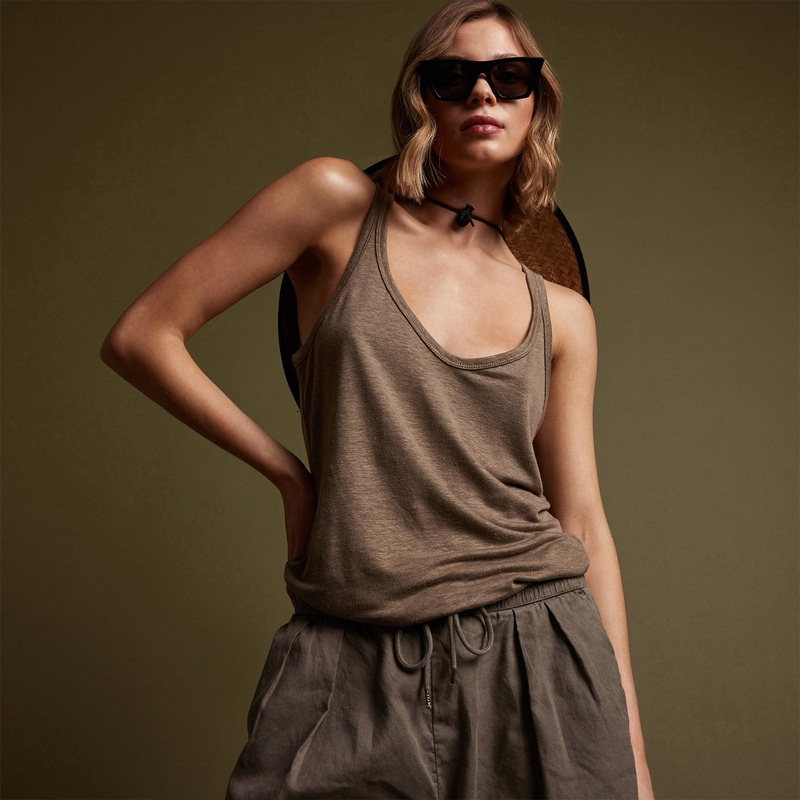 Linen Jersey Tank – Old Gold