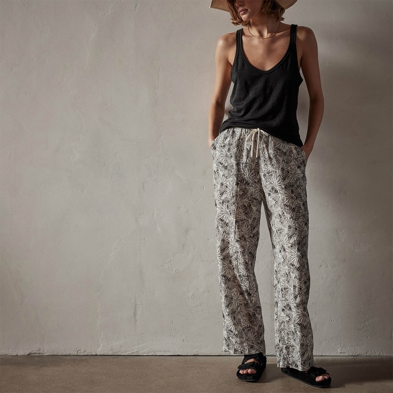 Palm Printed Linen Pant – Carbon