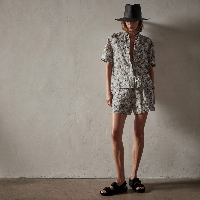 Palm Printed Linen Shirt – Carbon
