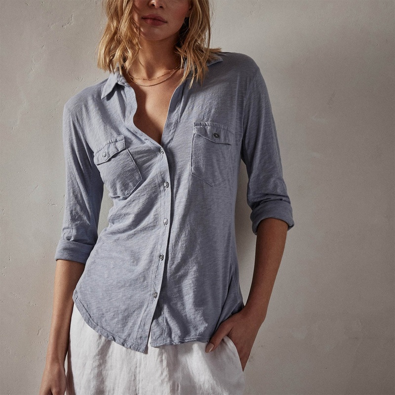 Sheer Slub Side Panel Shirt – Aura