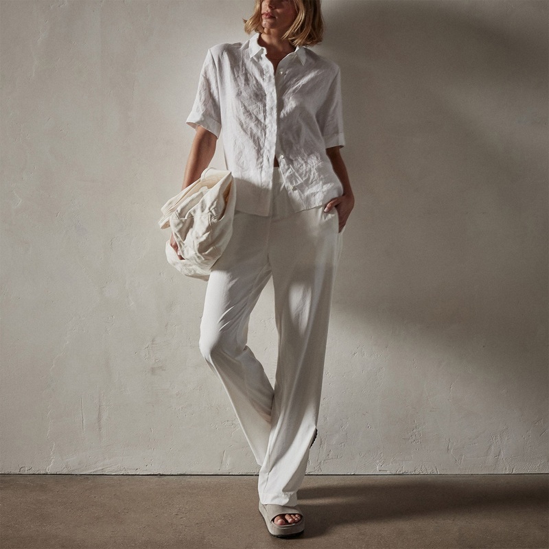 Short Sleeve Linen Shirt – White