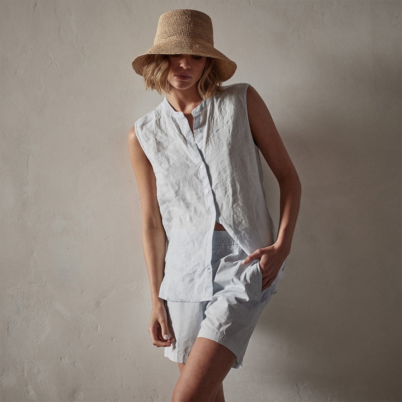 Sleeveless Linen Shirt – Memory Pigment