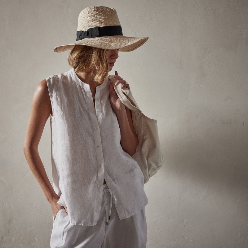 Sleeveless Linen Shirt – White
