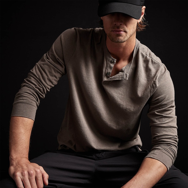 Soft Slub Jersey Long Sleeve Henley – River Rock