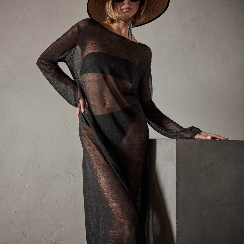 Soleil Linen Caftan – Black