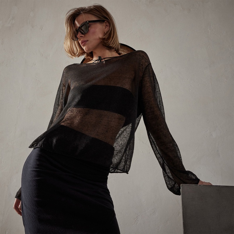 Soleil Linen Shell Top – Black