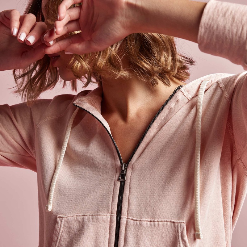 Vintage French Terry Zip Up Hoodie – Nougat Pigment