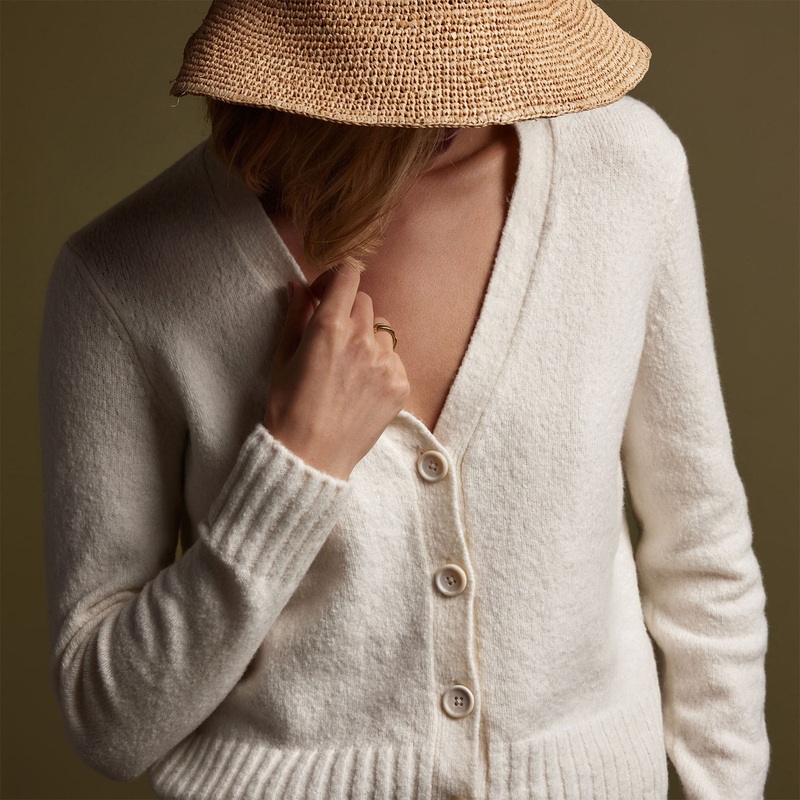Cotton Cashmere Blend Cardigan – Ivory
