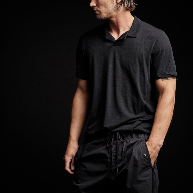 Cotton Linen Polo – Black